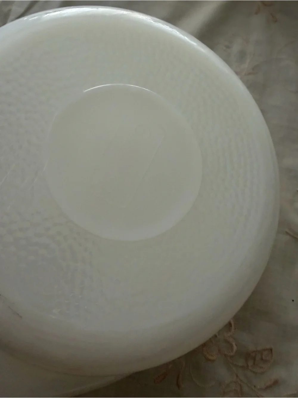 Glasbake White Milk Glass Casserole with Autumn Leaf Motif